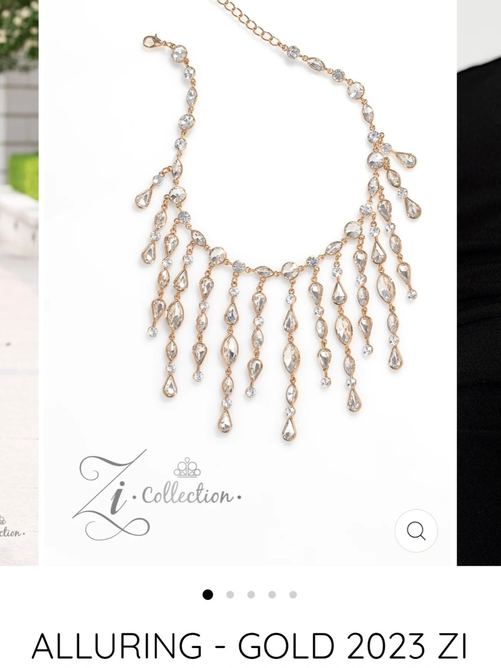 Zi COLLECTION ALLURING Gold and Clear Crystal Fringe Necklace